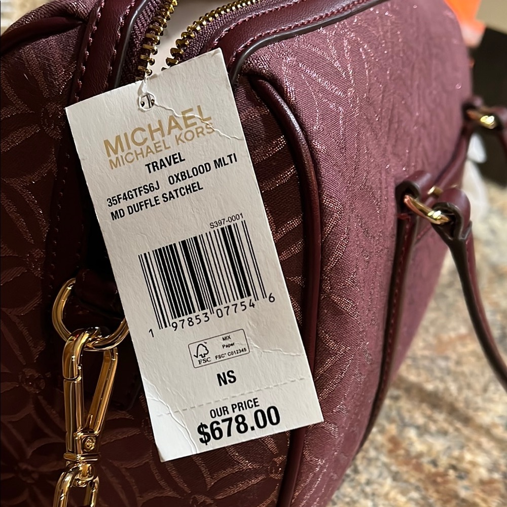 MICHAEL KORS NWT JST TRAVEL MEDIUM SATCHEL SHOULDER CROSSBODY BAG MK OXBLOOD - Picture 7 of 8